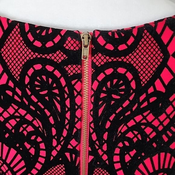 Worthington Midi Dress Red/ Black Velvet Lace Print - Picture 13 of 16